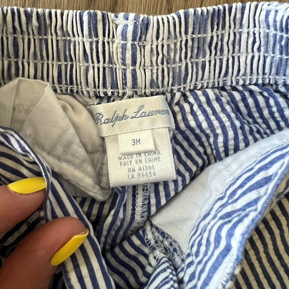 Ralph Lauren: Blue & White Striped Pants: Size 3m - Picture 4 of 5